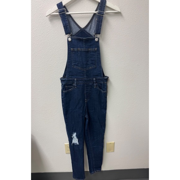 Levi's Women's Denim Overalls Dark Wash Distressed Ripped Jeans Size‎ 26 - Picture 1 of 10